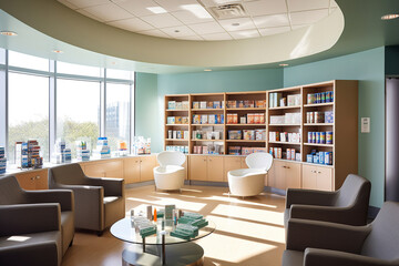 Fototapeta premium A sunny medical waiting room. (Generative AI)