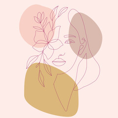 girl with flower line art with background