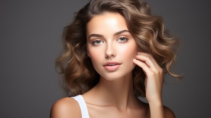 Fototapeta premium Beautiful face of young woman with perfect health skin