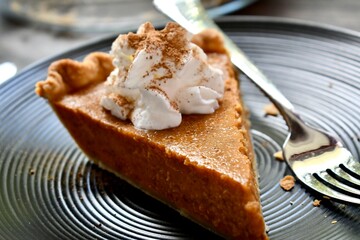 Slice of pumpkin pie