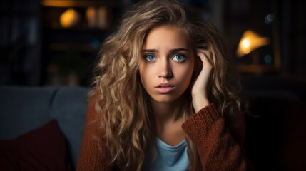 Fototapeta premium A young scared and surprised woman