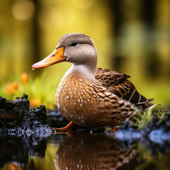 Duck in its Natural Habitat, Wildlife Photography, Generative AI