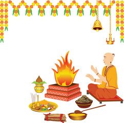 Indian Hindu Priest Performing Prayer Pooja