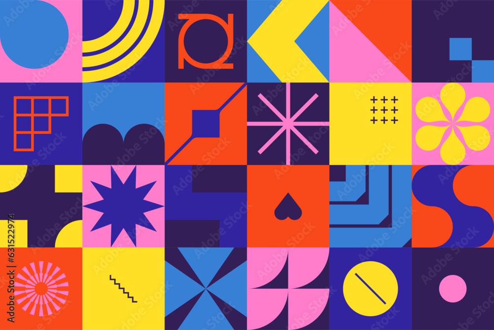 Poster abstract background with geometric and colorful shapes. trendy geometric pattern. flat vector illust
