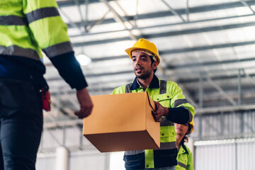 Warehouse worker working in warehouse storage. Foreman or worker work at factory site check up products in site. Inventory worker working in  factory Storehouse