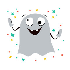Happy Halloween. Сute ghost. Vector.