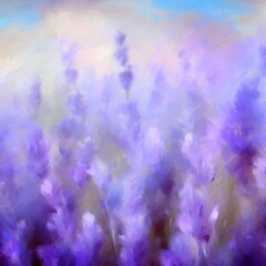 Fototapeta na wymiar Lavender background illustration in an impressionist style