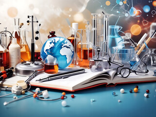 Education, science and medical abstract background, Generate AI