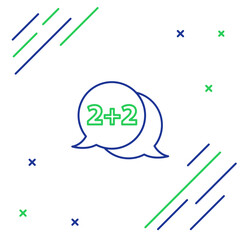 Line Math system of equation solution on speech bubble icon isolated on white background. Colorful outline concept. Vector