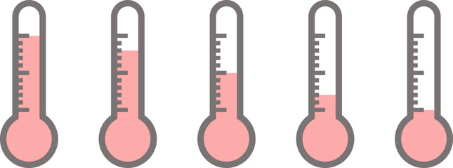 様々な目盛を示す温度計のイラスト