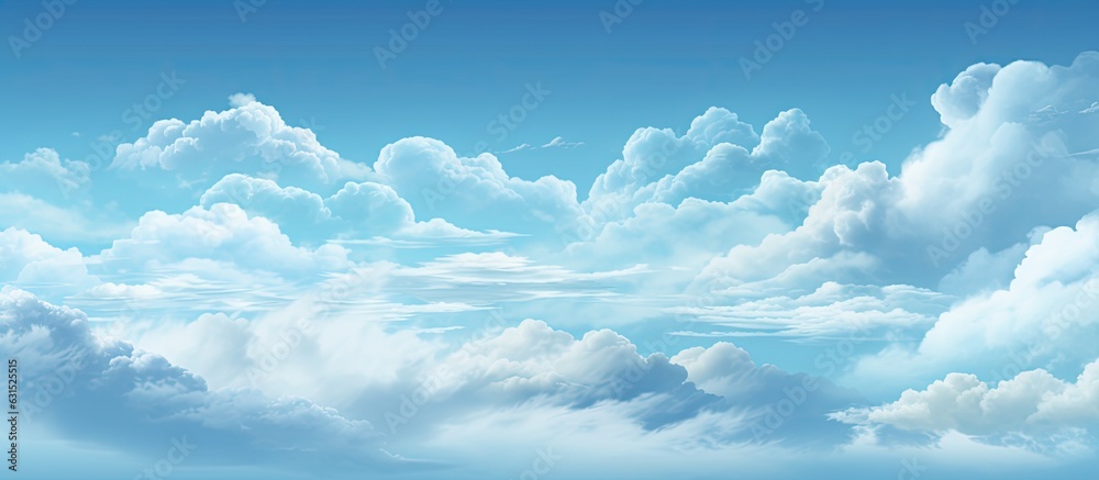 Poster background with blue sky, clouds, and space for text.