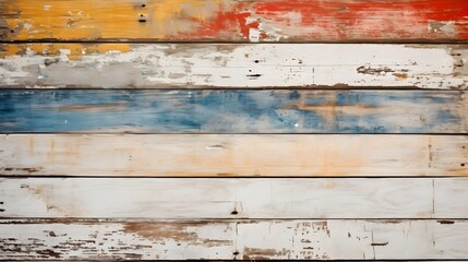 Horizontal Background with Old Wooden Planks and Crackelé Varnish: A Collage of Colours