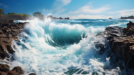 Obraz premium Rhythm of the Ocean: The Meeting of Sea and Land