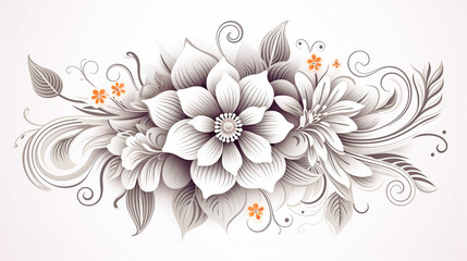 Hand-Drawn Mandala with Delicate Lines and Floral Elements 