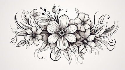 Fototapeta premium Hand-Drawn Mandala with Delicate Lines and Floral Elements 