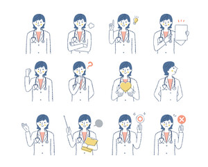 女性医療従事者の表情　バリエーションセット