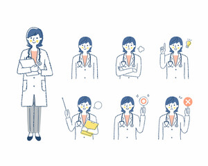 女性医療従事者の表情　バリエーションセット