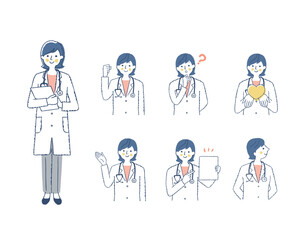 女性医療従事者の表情　バリエーションセット