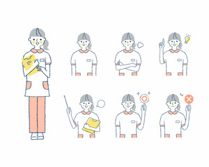 女性医療従事者の表情　バリエーションセット