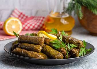 Traditional delicious Turkish foods; stuffed leaves (yaprak sarmasi)