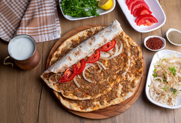 Turkish foods; Turkish pizza -Lahmacun