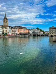 Panoramic view of historical city center of Zurich