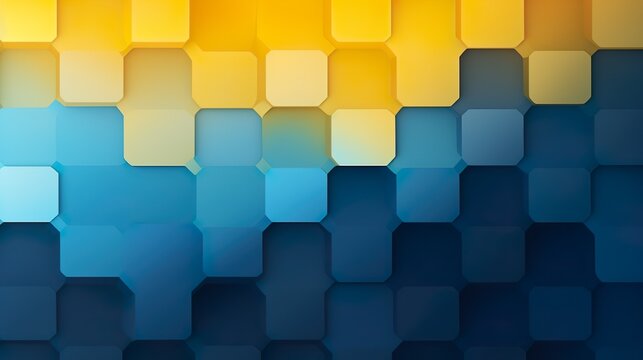 Abstract color papers geometry flat lay composition background with blue and yellow tones