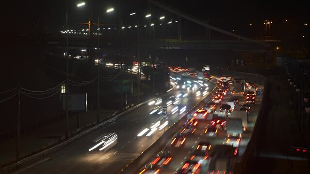 Time lapse of evening traffic in Kyiv