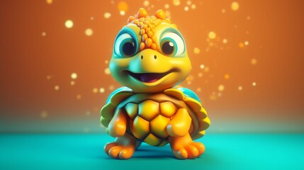 Cute Cartoon Turtle Character.Generative AI