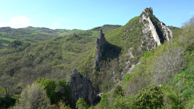 Rock formations near Pennadomo, beautiful village in Chieti Province, Abruzzo, central Italy.