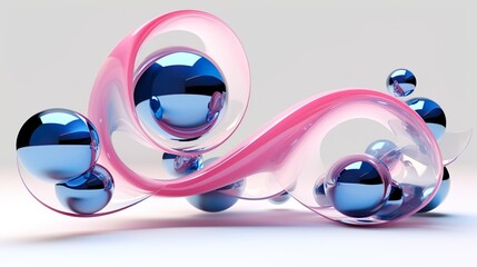 Abstract 3d render, composition, with orange, red, green and lights blues colors