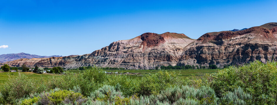 Panorama of Rock Formations of the Boulder Mountains in July near Challis, Idaho, USA