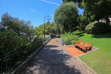 Walkway in Monaco park in summer