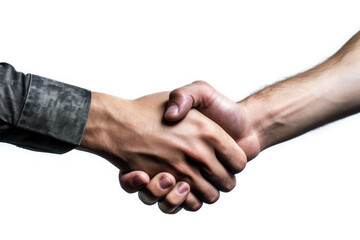 photograph of Two business people shaking hands white background cinematic lighting.generative AI