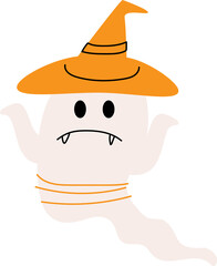 Soul . Cute halloween cartoon character . Flat design . PNG .