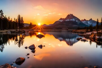 sunset over the lake