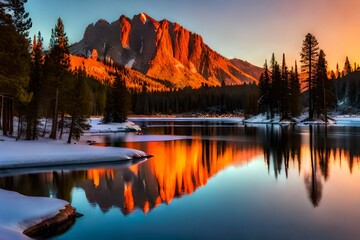 sunset over lake
