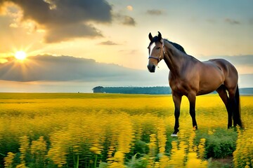 horse at sunset