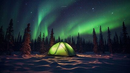 Tent Under Northern Lights generative ai