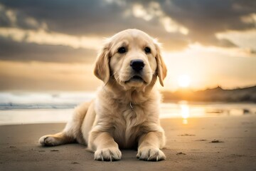 golden retriever on the beach