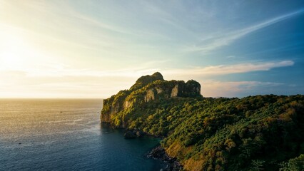Phi phi islands sunset view made by drone - obrazy, fototapety, plakaty