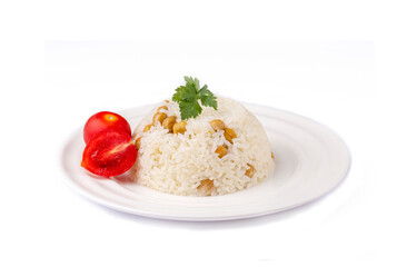 Turkish Rice with chickpea served, Turkish name; Nohutlu pilav or pilaf