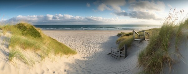 Dune beach at the North Sea coast, Sylt, Schleswig-Holstein, Germany, Generative AI - obrazy, fototapety, plakaty