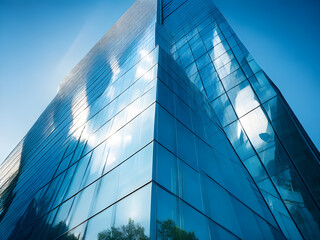 Fototapeta na wymiar A tall glassy corporate building with a lot of windows