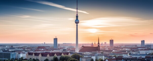 Fototapety  Berlin skyline panorama with tv tower, Generative AI