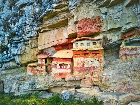 Peru Revash mausoleum from drone aerial photo