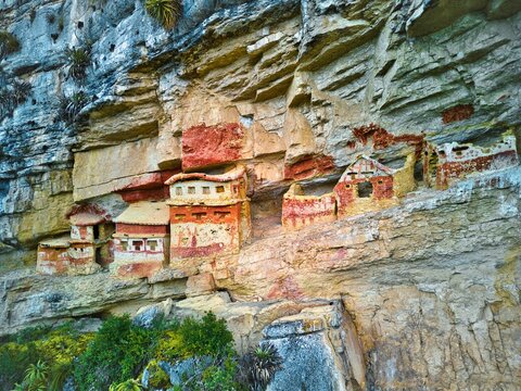 Peru Revash mausoleum from drone aerial photo