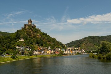 Fototapeta na wymiar Town of Cochem, at the river Moselle, in Germany, on a summer's day