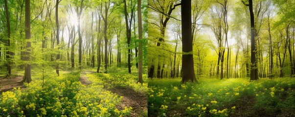Grüner Wald im Frühling und Sommer, Generative AI