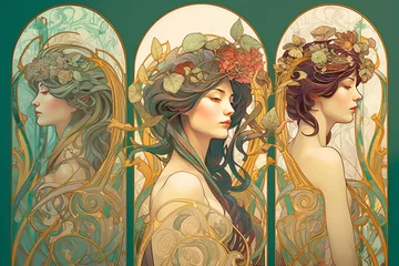 Deurstickers Illustration of art nouveau art style, Generative AI © Digi ART